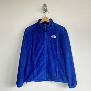 Women's Dark Blue Silken Fleece The North Face Zip Up Jacket ( M )